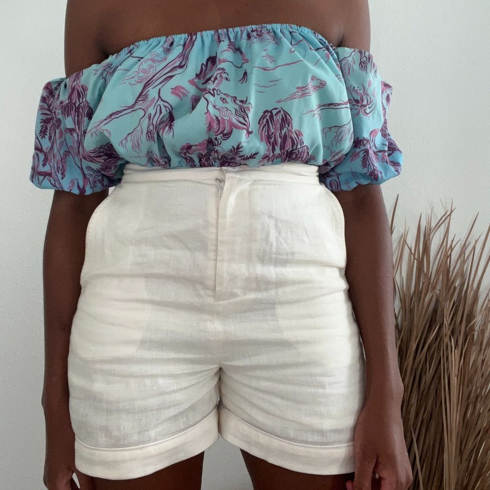 Staud off the shoulder printed top
